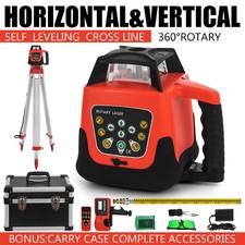 Green Rotary Laser Level Self-Leveling Remote Control + 1.65m Tripod + 5m Staff