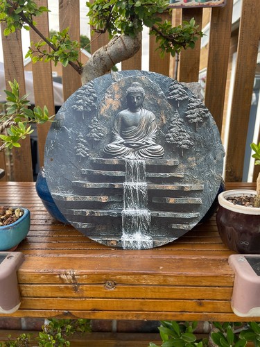Buddha waterfall metal garden - buddha,