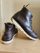 Tommy Hilfiger Mens Lace Up Brown Leather Brogue Boots UK 10 EUR 44