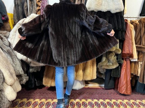 Mink real fur - fur, dark