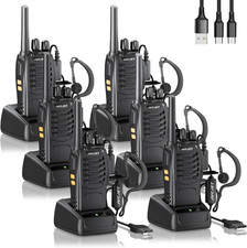 Long Range Rechargeable Walkie Talkies with VOX, USB Charger, PMR446, 6 Pack