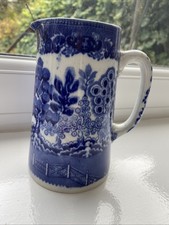 Bishop And Stonier  Vintage Blue And White Willow Pattern Jug 14cm High