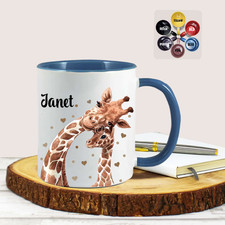 Giraffe Personalised mug gift, custom name cup present Birthday Christmas
