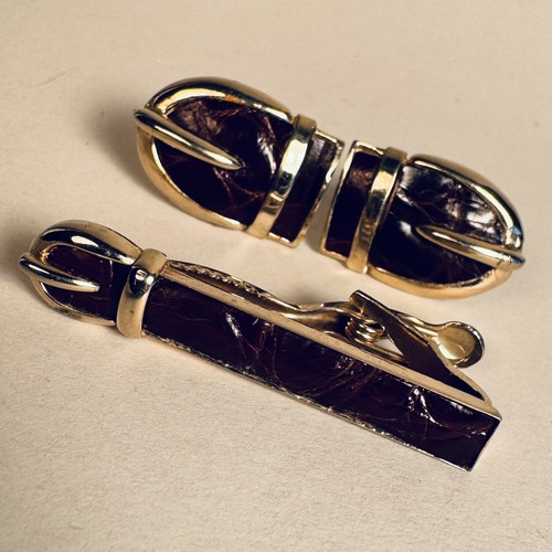 Swank cufflink tie clip - &,