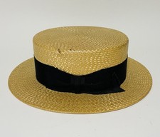 Antique Vintage Original Bon Ton Ivy Straw Boater Hat Size 6 7/8