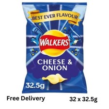 Walkers Cheese & Onion Flavour Crisps 32 x 32.5g Full Box, Free Delivery