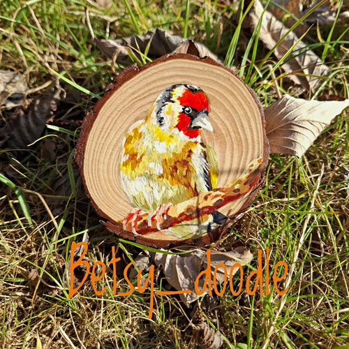Wood slice painting european - wood,