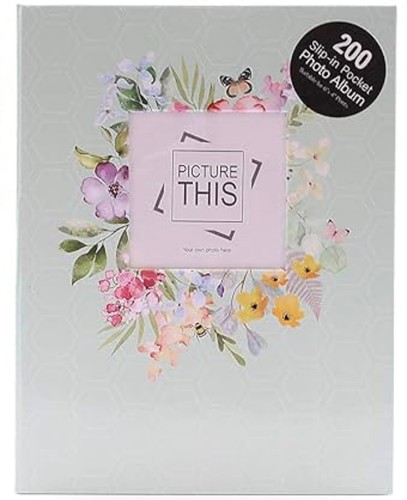 Baby blue floral photo album - blue,