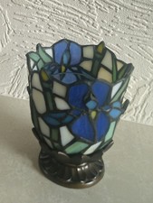 Vtg Partylite Stained Glass Water Candle Lamp Tiffany Style Tea Light Holder