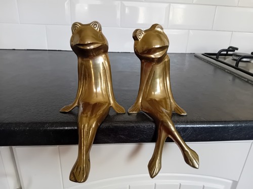 Pair vtg brass - of,