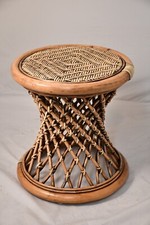 Trellis wicker footstool 
