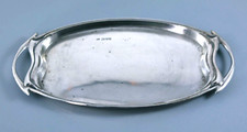 ANTIQUE ART NOUVEAU STERLING SILVER TWIN HANDLED CALLING CARD TRAY CHESTER 1904