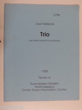 score / partitur LAURI SAIKKOLA trio , flute viola double bass , 1992