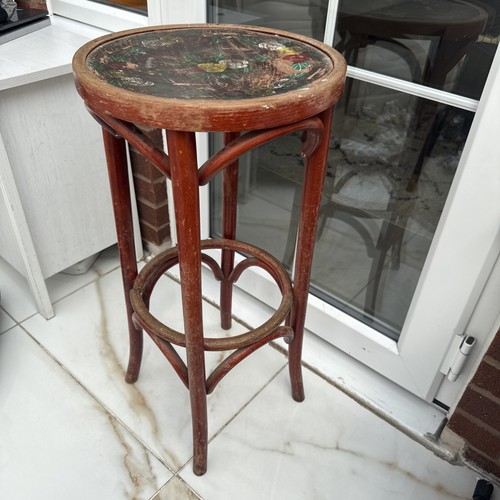 Vintage tall brown table - brown, side