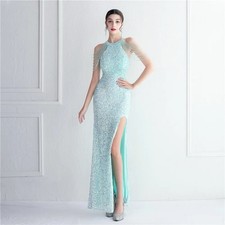Sequin Halter Evening Dress