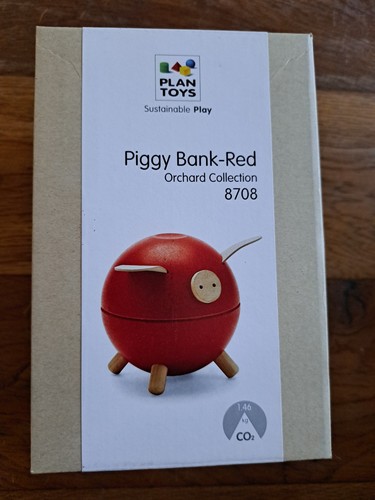 Plan toys piggy bank - toys, red