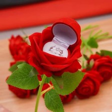 Red Rose Ring Box Jewelry Case
