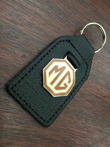 Leather key ring - mg, octagon