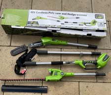 Greenworks 40V Cordless 2-in-1 Pole Saw & Hedge Trimmer with shoulder strap