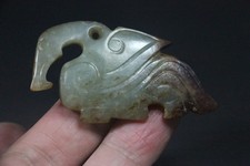 China old Xizhou Dy green jade carved bird eagle figure pendant 西周青玉鸟挂件