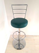 4 x BOSS DESIGN PREMIUM LEATHER CHROME SWIVEL BAR STOOL TEAL SEAT HEIGHT 80.5 cm