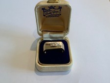 9ct Yellow & White Gold Diamond Rectangular Panel Signet Pinkie Ring Size V