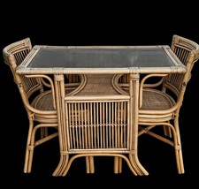 Bamboo Kitchen Set Table with 2 Chairs Vintage Retro Dining Set