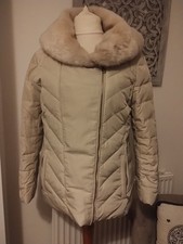 CC Country Casuals Women's Feather Down Quilted Jacket Size 16 faux fur collar