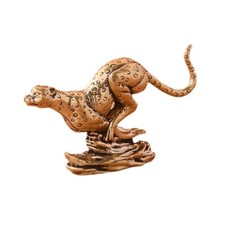 Brass Leopard Ornament Fine Craftsmanship Desktop Decoration Cheetah Statue for
