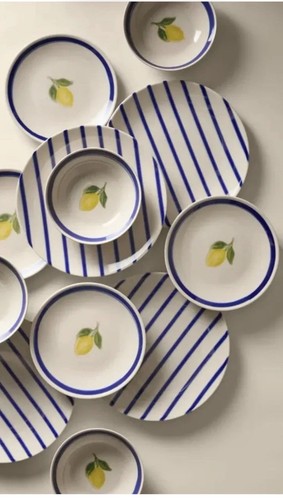 Lemon blue stripe dinner - m&s,