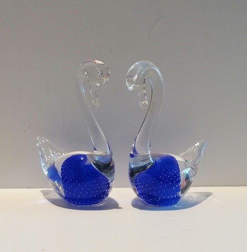 Swedish art glass swans - swedish,