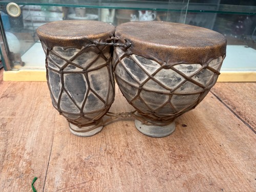Vintage ceramic bongo drums - ceramic,
