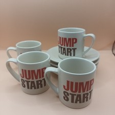 4 x Whittard Of Chelsea Bobs Your Uncle - Jump Start Espresso Cups and Saucers