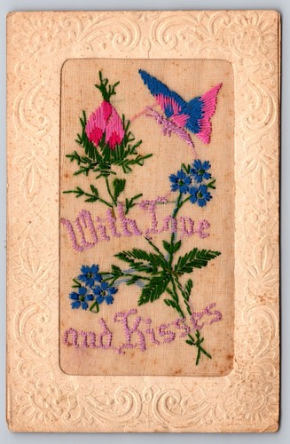 Embroidered silk butterfly - silk,