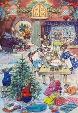 Christmas Eve Rabbit Family Traditional Nostalgic Advent Calendar Card - A5