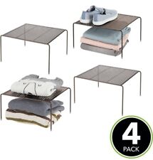 mDesign Wardrobe Shelf Divider - Practical Metal Cabinet Organizer - Closet 4pck