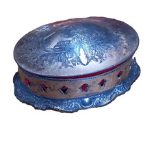 CHARMING ANTIQUE MINIATURE ' SILVER PLATED TRINKET/RING BOX, WITH ROCOCO DESIGN