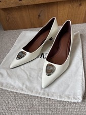 Brand New Zara Kitten Heels Shoes Size UK 6 Eur 39 Cream White Leather Disc