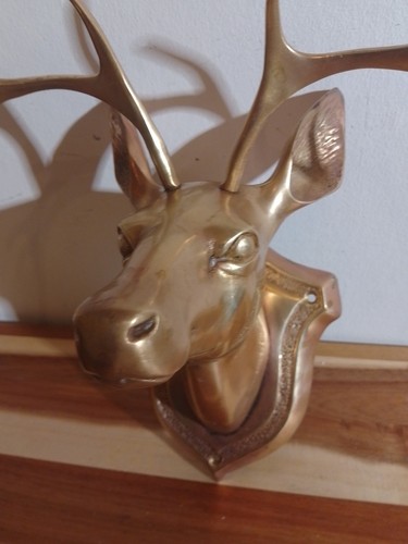 Vintage brass stags head - brass, 10