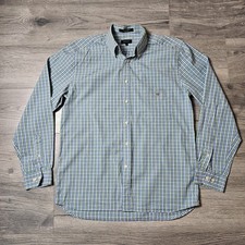 Gant Pinpoint Oxford Shirt Men's Size Large Regular Fit Checkered Green Great Cn