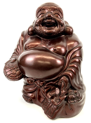 Laughing buddha statue bronze - statue,