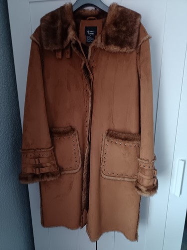 Faux suede coat - coat, fur