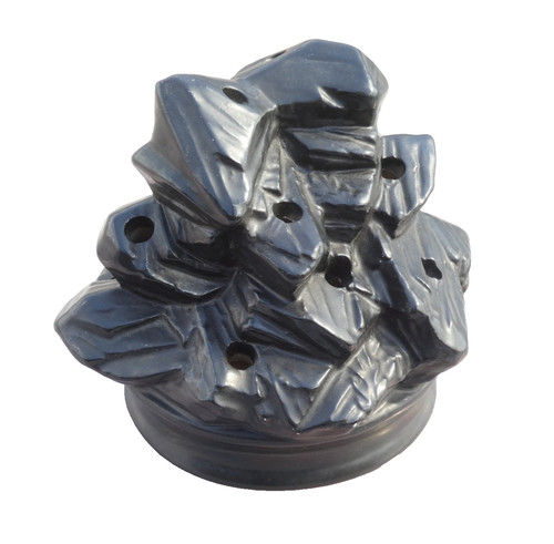 Antique black ceramic flower - black,