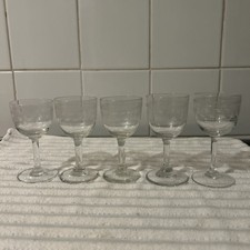 Job Lot Antique Etched Greek Key Meander Pattern Port Sherry Liqueur Glasses X5