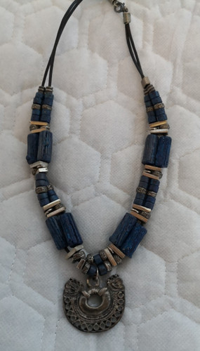 Vintage blue ethnic necklace - vintage,