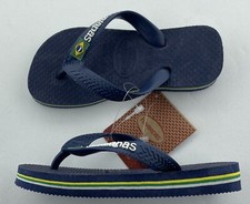 Childs Havaianas Brasil Logo Navy Blue flip flops UK 8-8.5 EU 25/26 L3