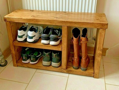 Solid wood rustic shoe - solid, bench