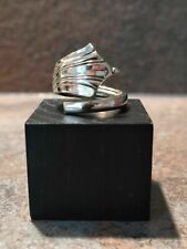 SILVER Plated Coil Queen Crown Spoon Ring. SIZE UK T  Vintage Pickle Fork. 