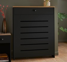 Black Radiator Cover Cabinet Traditional Modern MDF Wood Horizontal Shelf Small