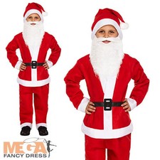 Santa Claus Suit Boys Fancy Dress Festive Fun Father Christmas Kids Xmas Costume